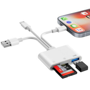 SD�J�[�h���[�_�[ 3-in-1 �J�[�h���[�_�[ Type-C/USB A &iPhone sd�J�[�h���[�_�[ Lightning/Type C/US B 3.0 ������ �^�C�vc USb/SD/TF�ϊ��A�_�v�^�EmicroSD�J�[�h 0TG�@�\