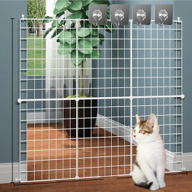Puhangペットフェンス犬サークルケージペットゲート柵猫脱走防止フェンスペットサークルペットフェンスゲート犬小屋ベビーゲート小型犬中型犬大型犬猫うさぎ小動物脱走防止侵入防止バ…