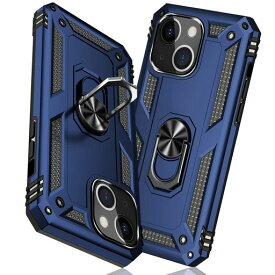 TMUJWSiPhone13mini用のケースリング耐衝撃衝撃吸収傷防止全面保護カメラ保護スタンド付きTPU+PCバンパー指紋防止対策二重構造360度回転防塵車載ホルダー対応黄変防止米軍MIL規格軽量薄型耐傷性