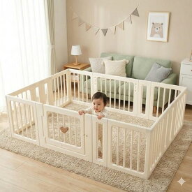 ZOOBLYベビーサークル置くだけベビーゲートベビーフェンスペット用可能ドアロック付き安全設計滑り止め簡単設置出産祝い