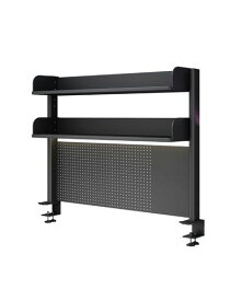 AOVOCO机上ラック本棚有孔ボードデスクシェルフスチールラックデスク上置き棚ブックスタンド卓上簡単組立ブラック3段幅60x高さ952枚の有孔ボードあり