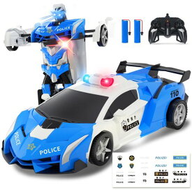 Caroxラジコンカー子供向けLED付きロボット変形2in1デモモード360°回転2.4Ghzバッテリー2本合計操作時間60分おもちゃ小学生中学生誕生日プレゼント日本語取扱説明書OX07