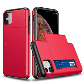 MuZiFiPhone12Mini用ケースカード収納耐衝撃構造米軍耐衝撃全面保護擦り傷防止PC背面収納アイフォン12Mini用カバーケース(iPhone12Mini用赤)