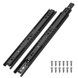 PATIKIL13x1.5インチ引き出しスライドレール2個セットスチール製全開式ボールベアリングサイドマウントレール取り付けネジ付きキャビネット・ベッドサイドテーブル・ワードローブ用黒