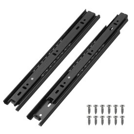 PATIKIL11x1.5インチ引き出しレール2個セットスチール製全開式ボールベアリングサイドマウントレール取付ネジ付きキャビネットベッドサイドテーブルワードローブ用黒