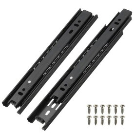 PATIKIL9x1.5インチ引き出しレール2個セットスチール製全開式ボールベアリングサイドマウントレール取付ネジ付きキャビネット・ベッドサイドテーブル・ワードローブ用黒