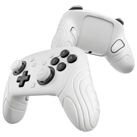 PlayVitalSwitch2Pro対応シリコン製グリップカバー滑り止め仕様スイッチ2プロコン対応背面ボタン&サムスティックキャップ&ステッカー付属-サムライバージョン【ホワイト】