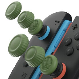 JSAUXSwitch2スティックカバー・JoyCon対応・滑り止め・快適な握り心地・人間工学デザイン・耐久性高い・緑(グリーン)・3組(6個)–滑り止め強化版