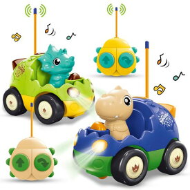 KaeKid車おもちゃ2歳3歳ラジコンカー恐竜玩具男の子電動RCリモコンカー子供向け人気LEDライトと音楽エンジン音搭載2345歳男の子女の子誕生日プレゼントクリスマスプレゼント