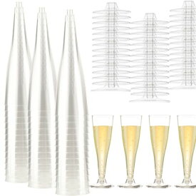 Niesporekシャンパングラス使い捨て60個入りワイングラス硬質プラスチック赤ワイングラスパーティーホリデーイベント用品(60pcs)