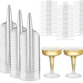 Niesporekカクテルグラス使い捨て30個入りシャンパングラスシャンパンタワー硬質プラスチック赤ワイングラスパーティーホリデーイベント用品(30pcs)