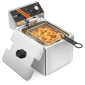 Vtsmax電気フライヤー12L業務用家庭用卓上フライヤー1500W100V80〜200°C温度調節304ステンレス製油槽フライバスケット付き串カツ・天ぷら・唐揚げなど揚げ物用