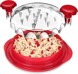 チキンシュレッダー鶏むね肉調理ツールチキンシュレッダー大型ブレッドシュレッダーチキングラインダー豚肉牛肉鶏肉ツイスト式透明カバー人間工学に基づいたハンドル滑り止めベース…