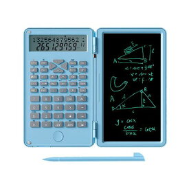 電卓付き電子メモ12桁表示電卓電子メモパッド電池式折りたたみ式計算機デジタルメモ帳ワンタッチ消去職場家庭用仕事用青
