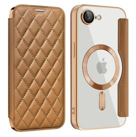 カード収納2025iPhone16e/iPhone17e2026対応ケース手帳型背面クリア磁石内蔵ワイヤレス充電対応レザーケース画面保護RFID盗難防止ストラップホール付き前後保護ブラウン