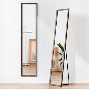 姿見鏡全身鏡木目調ヴィンテージクラシック幅30x高140cmブラウンコンパクトスタンドミラースタイルチェックルームミラー折りたたみ