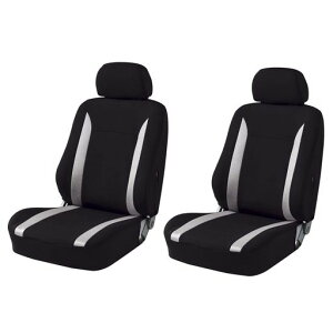 ボンフォーム(BONFORM)シートカバーニット&メッシュ軽/普通車前席2枚セット背面フルカバーグレー&ブラック4336-71GR