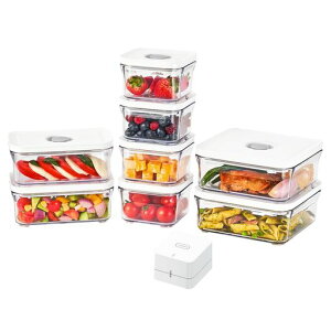 VAKUEN �v���~�A���^��ۑ��e��&�S�����H�i�V�[���[�@ �~�j9�Z�b�g �o���u�ŕ֗��J�� BPA�t���[ 100%�R��h�~ ��^��ۑ��̗e������ő�5�{�����H�i��V�N�ɕۑ��\ (9P/SET)