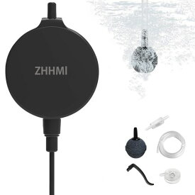 ZHHMl水槽エアーポンプ小型エアーポンプ0.5L/Min空気の排出量空気ポンプ低騒音効率的に水族館水槽の酸素提供可能エアーポンプ3つの固定方法(円形ブラック)