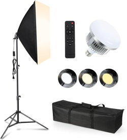 ソフトボックス【2025新登場LED撮影用ライト】写真撮影ソフトボックス50x70cm照明キット遠隔操作3色ライトモード2800K-6000K撮影用照明写真照明用セット三脚付き調整可能スタンド収納バッグ…