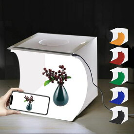 PULUZ20cm撮影ボックス折畳みポータブルLED1本550LMライト写真スタジオボッス写真スタジオキットLEDライト1本付きスタジオミニ卓上撮影ブース持ち運び便利折りたた撮影ボックス6色背景(黒、…