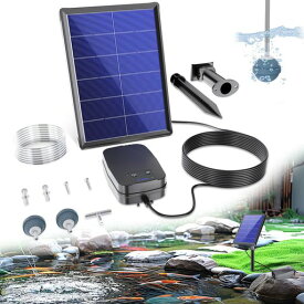 NFESOLARソーラーエアポンプ3.5W2200mAhバッテリー内蔵電源ディスプレイ付き2連分岐可能3モード調整メダカビオトープ暑さ対策水質改善エアストーン2個付属12ヶ月保証