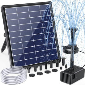 NFESOLARソーラーポンプ5.5W大容量3000mAh蓄電式浮き型ソーラー噴水ポンプ8種ノズル付自動水位保護機能ビオトープ/池/バードバス/庭園用太陽光発電水循環酸素供給