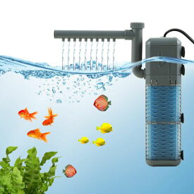 水中ポンプ水槽ポンプ9W水槽フィルター最大流量800L/H流量調整可能ウォーターポンプ内蔵式水槽フィルター酸素供給/ろ過/水循環機能/水流発生/排水一台五役静音設計観賞魚飼育用
