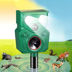 xunbida動物撃退器猫よけ害獣対策器動物撃退機超音波警報音害獣撃退猫退治犬よけネズミ除け3000mAh大容量&超長待機USB充電&ソーラー充電IP68防水5つ撃退モード赤外線センサーLED強力フラッシ…