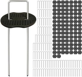 防草シート固定ピン100本セット黒丸付きAOKKRUピン杭人工芝固定用園芸用20cm*4cm*20cm