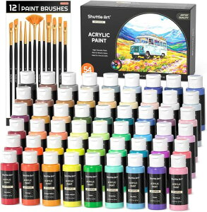 ShuttleArt�A�N�����G�̋�54�F�Z�b�g�M12�{�t���G�̋�Z�b�g��e��60ml�����ϐ��ϋv�L�т������N�₩���^���b�N�u���F�{�g���C���X�g�h��G�N���t�gDIY����g�[���y�C���g