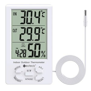 Neoteck �����x�v ���x�v���X�}�C�i�X 1°C �Z���T�[ LCD�f�W�^�� �����O���x �������x �u���|�����p �����x���� �ƒ�p �M���Ǘ\�h (�� 3m�R�[�h)