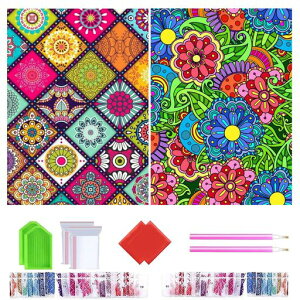 2枚ダイヤモンドアートキット5Dダイアモンドアートセットドラゴン塗装全面貼り付けダイアモンドビーズ絵画キットDIY手作り絵画手芸キットモザイクアートハンドメイドかわいい芸術品装…