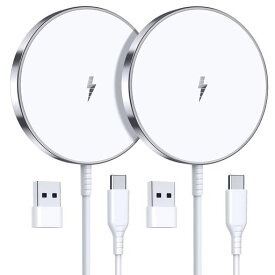 MagSafe充電器ワイヤレス充電器マグネット式iPhone17/16/15/14/13/12シリーズ2パック充電器AirPods3/2/プロ2/プロのマグセーフ元の交換最大15W急速便利Type-Cケーブル長さ1.5m