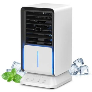 Wasuka冷風機小型冷風扇卓上冷風機卓上【NEWモデル一台4役】自動首振りタイマー機能付きライト付き「4in1機能搭載」送風加湿機能冷却機能空気清浄機能強力ミニクーラー風量3段階調整氷い…