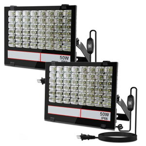 グレードアップ 超薄型・超高輝度LED投光器50W500W相当昼光色5000LM幅広AC85~265V広い範囲照射可能放熱性高い耐久型防塵防水レベルIP66同等以上フラッドライト車庫・船舶・工場適用余裕の3mコ…
