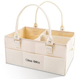 CiileeBabyおむつストッカーオムツバッグ大容量取り外せハンドルオムツケース折りたたみベビー収納ボックスカゴ車載旅行用バック収納カコ小物入れ軽便ベビー用品育児用品入れ(仕切り3つ…