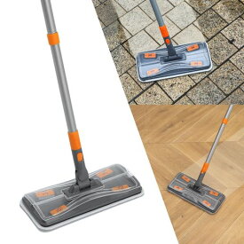 CLEANHOMEフロアワイパー本体3in1デッキブラシフロアモップ拭き掃除4段ポール長さ調節40cm-120cm雑巾ワイパーフローリング乾湿両用ベランダ掃除玄関タイルブラシ床窓フロア掃除道具ドライシ…