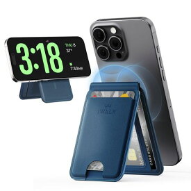 iWALKスマホスタンドMagsafe対応カードケース【2025年新登場・超強磁力・カード5枚まで収納可能】薄型軽量カード収納マグネット角度調節折りたたみスタンドウオレットマグセーフスタンド…