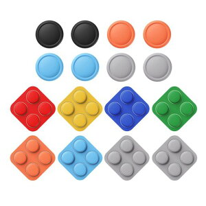 PlayVital Nintendo Switch 2�p �V���R�����{�^���J�o�[&�T���O���b�v�Z�b�g Joy-Con 2�Ή� �J���t����ABXY�{�^���L���b�v8��&�X�e�B�b�N�L���b�v4�t��(�u���b�N+�O���[+�u���[+�I�����W)