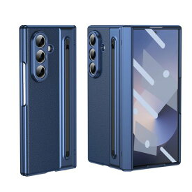 GalaxyZFold7用ヒンジ保護ケースSamsungギャラクシーZFold7/SC-56F/SCG34用ペン付きレザーカバー折りたたみ式メッキ加工バンパーOURJOYスマホケース硬度9H一体型ガラスフィルム