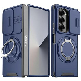 WZOYXOC対応GalaxyZFold7用ケーススタンド付きリング付き耐衝撃レンズ保護スライドカメラカバーTPU+PC軽量滑り止め落下保護スタンド機能車載ホルダー対応ギャラクシーZフォールド75G携帯ケース
