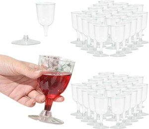 ワイングラス使い捨てプラスチック50個使い捨て赤ワイングラス220ML誕生日パーティー結婚式イベント用品組み立てアップグレード版の厚みが増しました