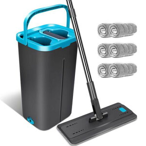 ZNMフロアモップ水拭きモップフラットモップ手洗い不要乾湿両用掃除道具モップセット6つの交換可能なモップパッド付き140cmハンドル腰曲げず堅木張りの床の掃除に適しています