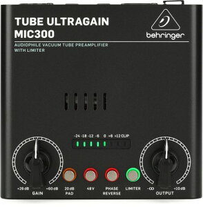 Behringer�^��ǃ}�C�N�v���A���v12AX7�^��Ǔ��ڃ��~�b�^�[/48V�t�@���^��/Phase�X�C�b�`/20dBPAD�X�C�b�`����MIC300