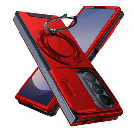 Mnunjiajia対応GalaxyZFold7用ケースリング付きスライド式カメラカバー隠しスタンド耐衝撃スタンド機能縦横両対応車載ホルダーPCTPUバンパー防塵人気落下防止滑り止め指紋防止ギャラクシーZ