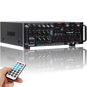 GHDVOPパワーアンプHiFiパワーホームアンプBluetoothオーディオサウンドアンプオーディオアンプカラオケアンプデジタルアンプ110VEQUSB最大出力300W+300W4マイクカーアンプハイパワー車載家庭用