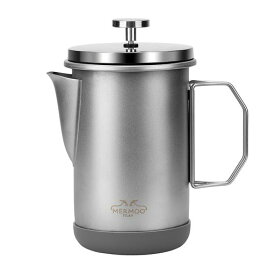 MERMOOYILANステンレスフレンチプレス折りたたみハンドル付き1000mlコーヒーメーカー4〜6人用シリコン滑り止め底ミルクフォーマー機能アウトドアキャンプ家庭用(シルバー)