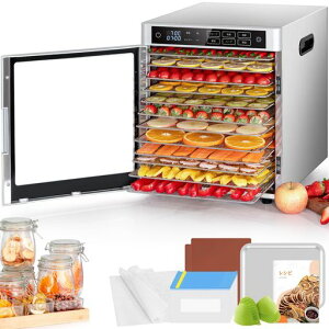 KWASYO�y2025�V���f���z12�i�t�[�h�h���C���[�܂����^�b�`�������j���[��w�X�e�����X�f�M�݌v800W�H�i�����@30-85°C�q�\���x����0-24H�^�C�}�[�ݒ�Ɩ��p�ƒ�p��e�ʃh���C�t�[�h���[�J�c