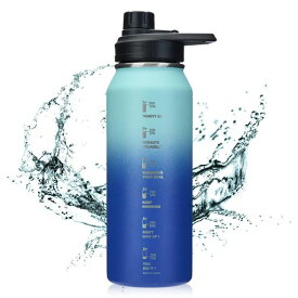 BottHealth保冷水筒1リットル1000ml魔法瓶直飲み漏れ防止SUS304ステンレス真空断熱スポーツボトル軽量洗いやすい広口ボトルステンレス持ち運び水分補給漏れにくいブルー&ミントグリーン